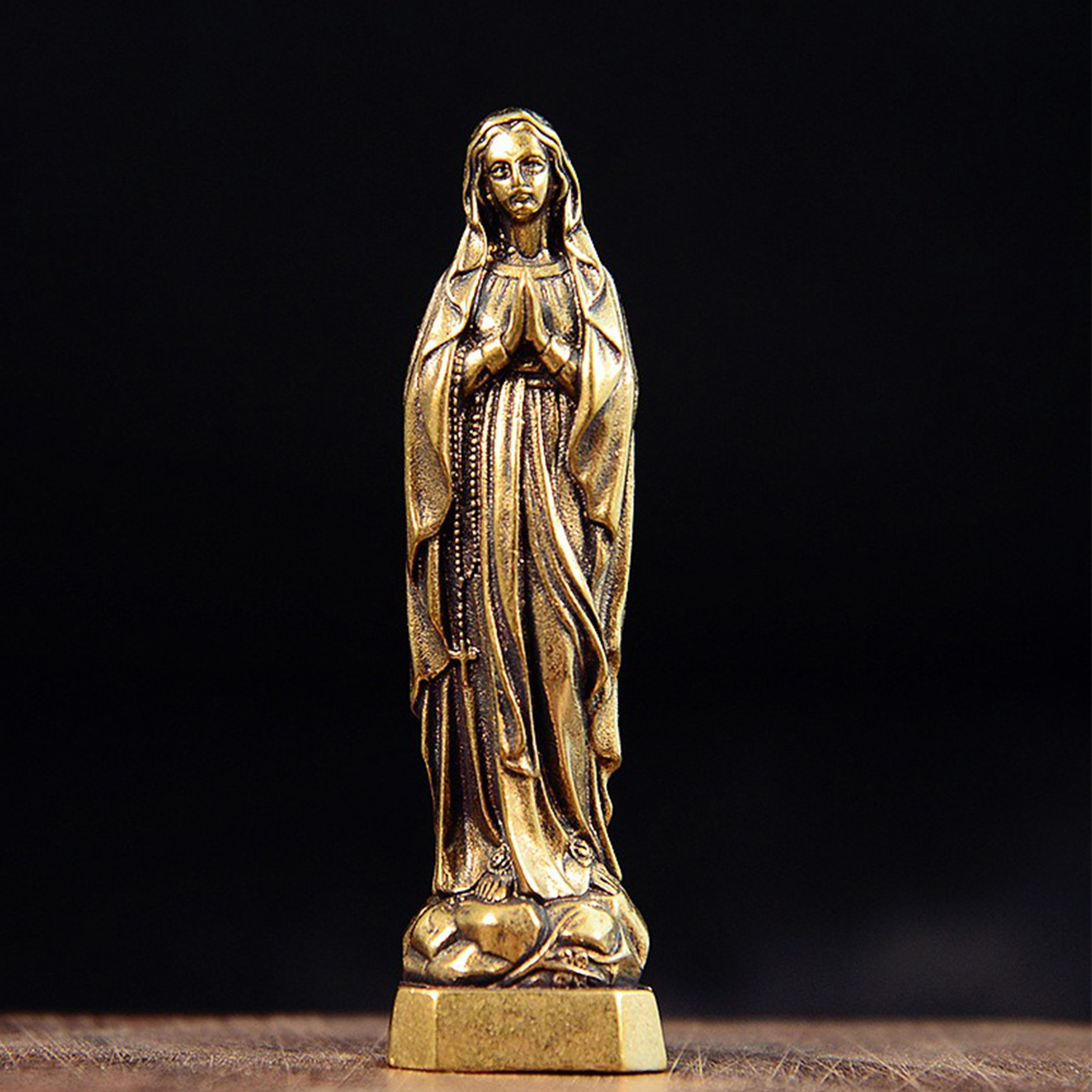 Vintage Collectible Ornaments - Brass Virgin Mary Figurines Portable Mini