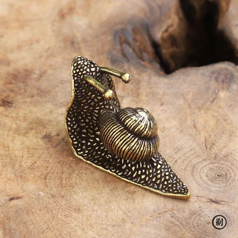 Vintage Collectible Ornaments - Vintage Pure Copper Pet Tea Snail