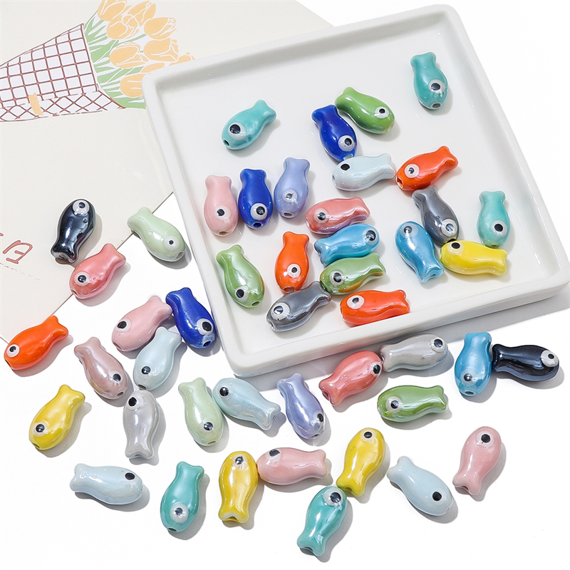 10Pcs Vintage Fish Ceramic Bea - Vintage Necklace recension och pris
