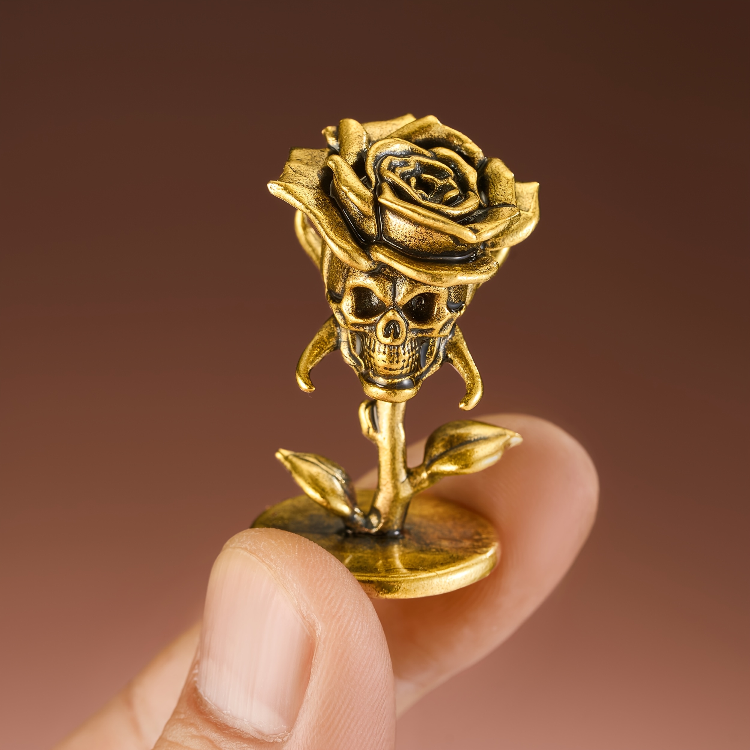 1 Vintage Brass Rose Skull Sta - Vintage Collectible Ornaments recension och pris