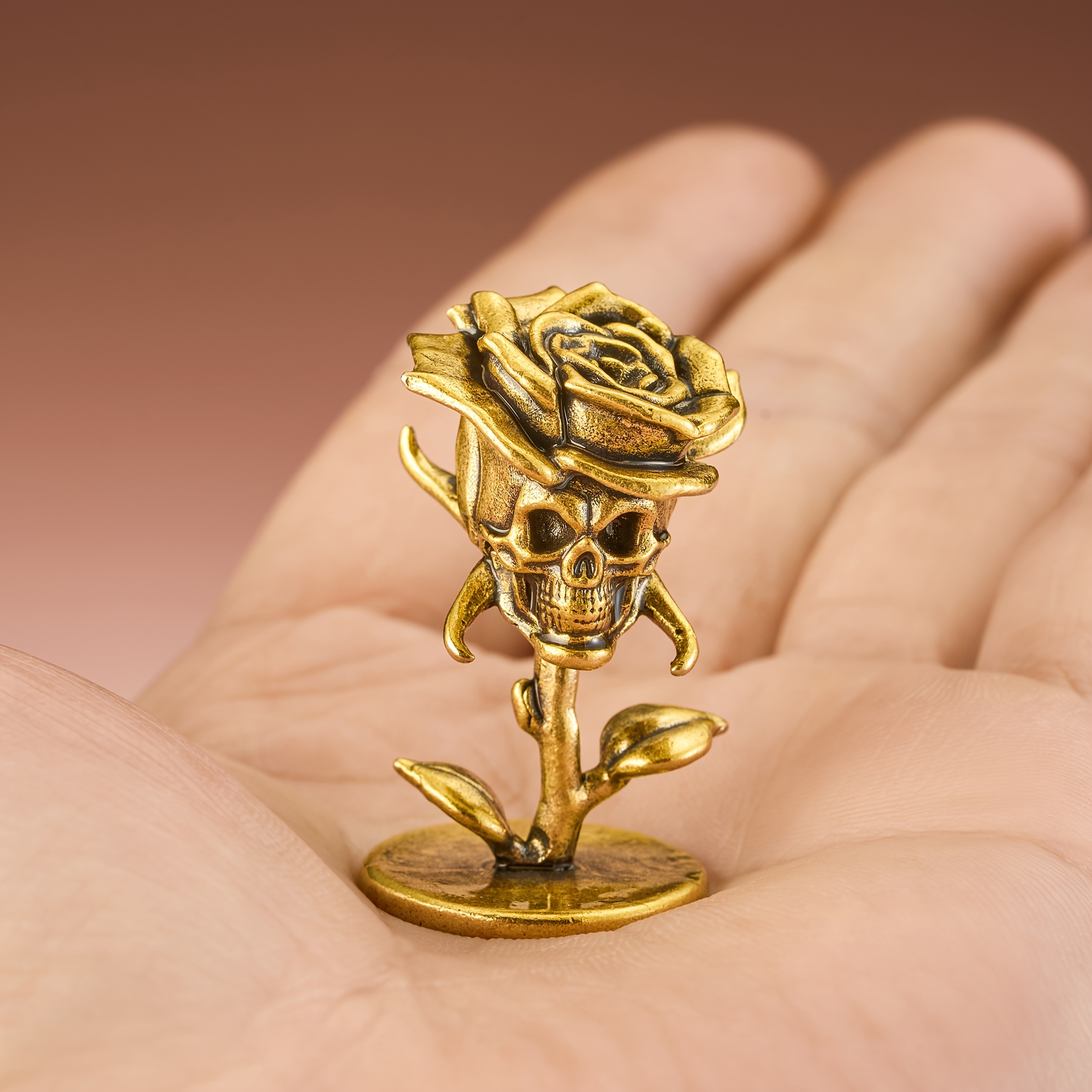 1 Vintage Brass Rose Skull Sta - Vintage Collectible Ornaments recension och pris