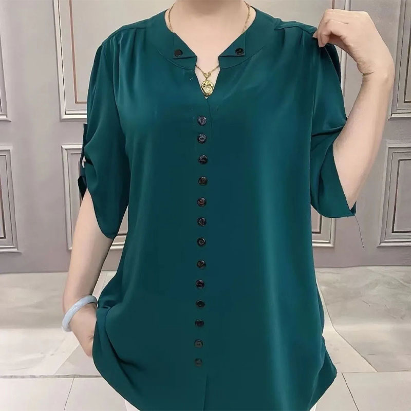 Basic Loose V-Neck Blouse Comm - Vintage Collectible Buttons recension och pris