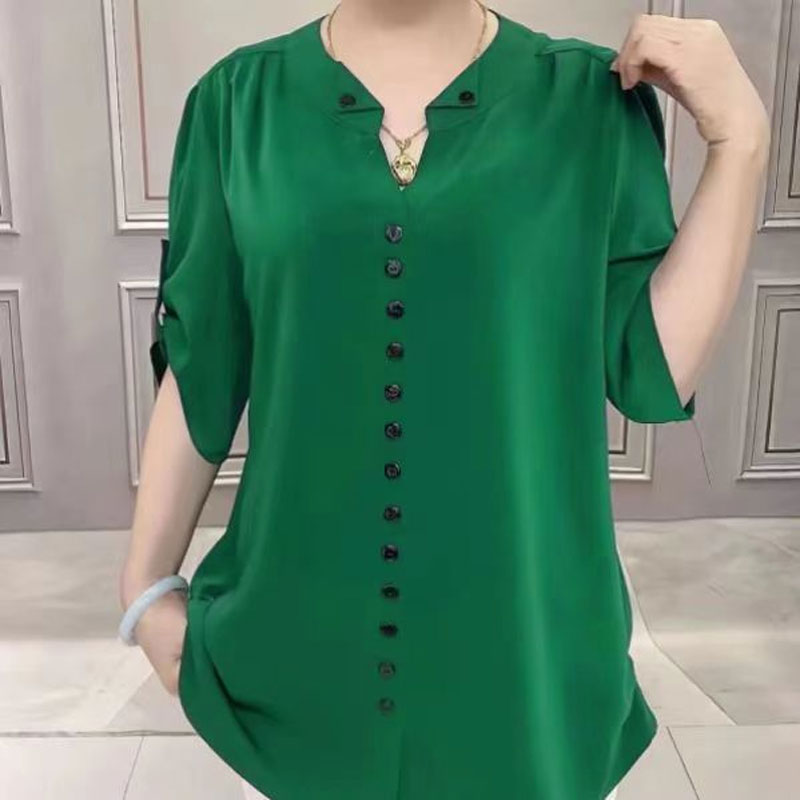 Basic Loose V-Neck Blouse Comm - Vintage Collectible Buttons recension och pris