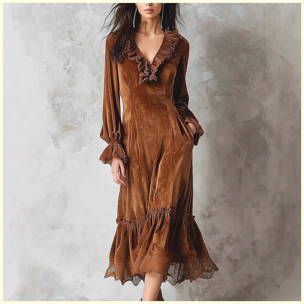 Vintage Velvet Maxi Dress V-Ne - Vintage Necklace recension och pris