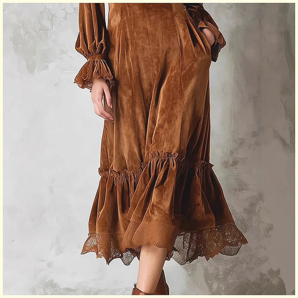 Vintage Velvet Maxi Dress V-Ne - Vintage Necklace recension och pris