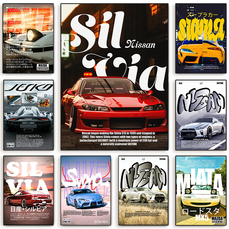 Retro Supercars Wall Art Canva - Vintage Collectible Magazines recension och pris