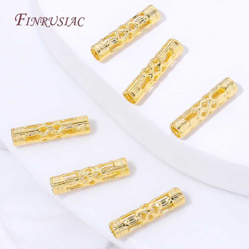 18K Gold Plated Long Tube Spac - Vintage Necklace recension och pris